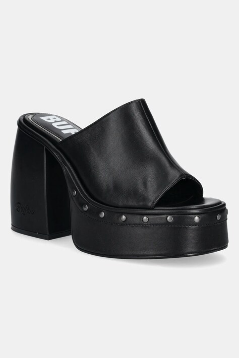 Buffalo papuci Heart Mule femei, culoarea negru, toc pana, 1291603-BLK