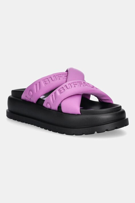 Buffalo papuci Palma Cross culoarea violet, cu platforma, 1602279-PUR