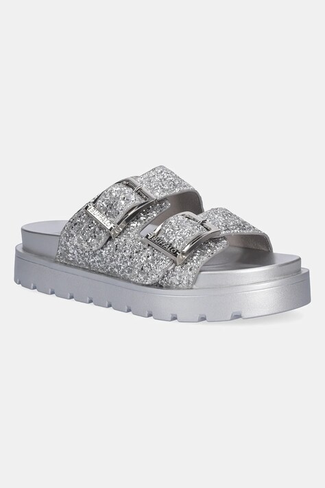 Pantofle Buffalo Raya Ari Glam dámské, stříbrná barva, na platformě, 1602284-SLV