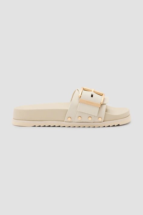 Pantofle AllSaints Ellie Stud Slider dámské, béžová barva, W038FC