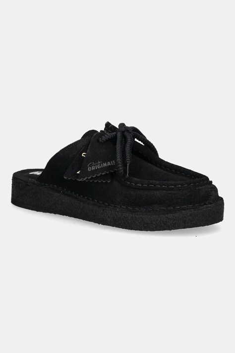 Clarks Originals klapki zamszowe Desert Nomad damskie kolor czarny 26181109
