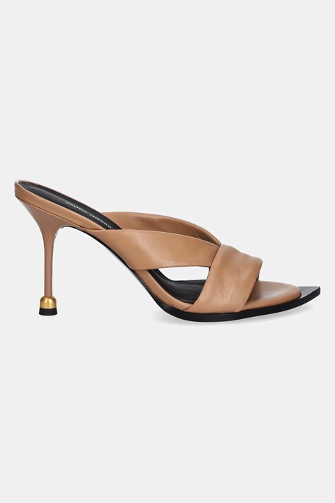 Кожаные шлепанцы Vanda Novak Mila женские цвет коричневый на шпильке