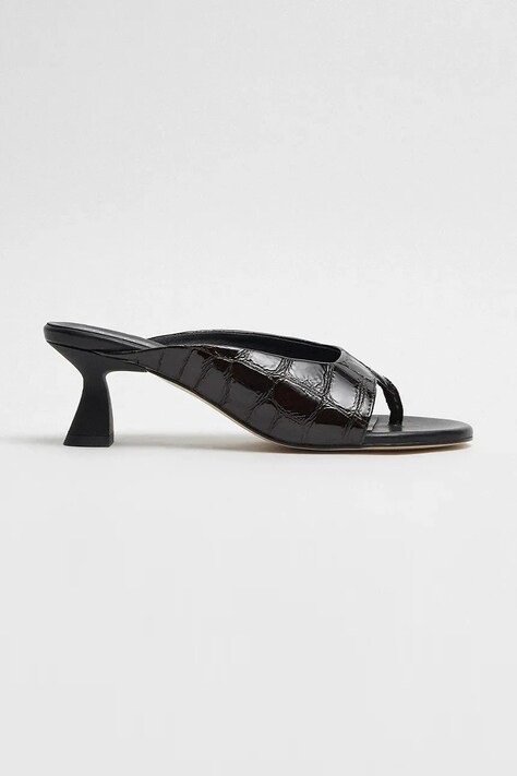 Miista papuci de piele Palmira culoarea negru, cu toc drept, E8_3590