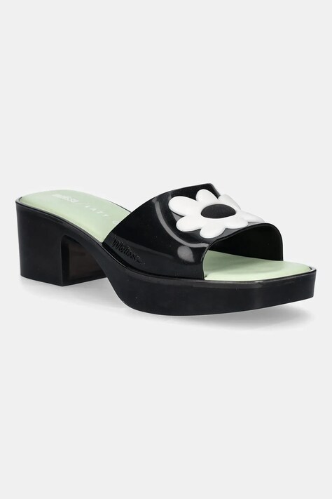 Pantofle Melissa MELISSA SHAPE + LAZY OAF AD dámské, černá barva, na podpatku, M 33566