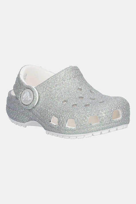 Crocs papuci CLASSIC IRIDESCENT GLITTER CLOG KIDS culoarea argintiu, 210985