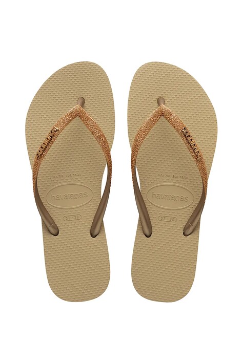 Dětské žabky Havaianas SLIM GLITTER II béžová barva, 4146975