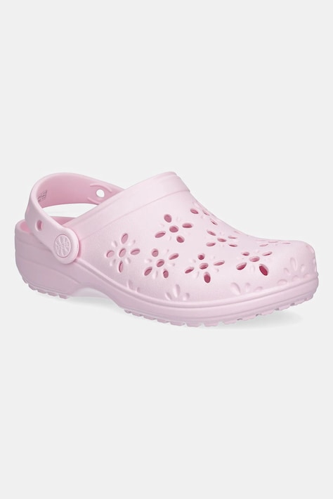 Šľapky Crocs CLASSIC FLORAL CUT OUT CLOG KIDS ružová farba, 210943