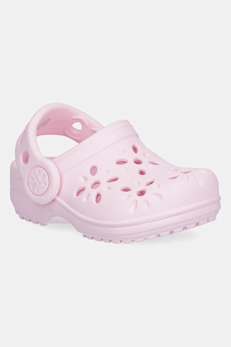 Παντόφλες Crocs CLASSIC FLORAL CUT OUT CLOG KIDS χρώμα: ροζ, 210944