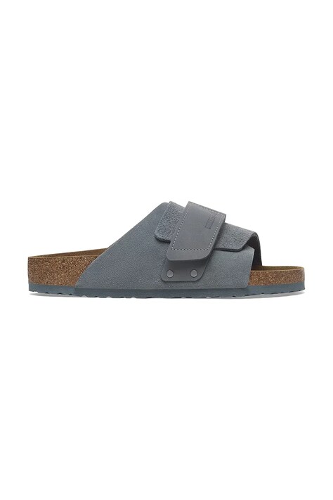Birkenstock leather sliders Kyoto men's gray color 1029144
