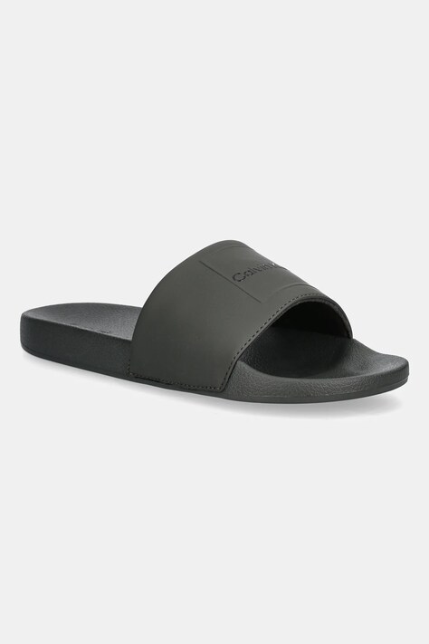 Pantofle Calvin Klein POOL SLIDE W/ CK SQUARE pánské, zelená barva, HM0HM01754