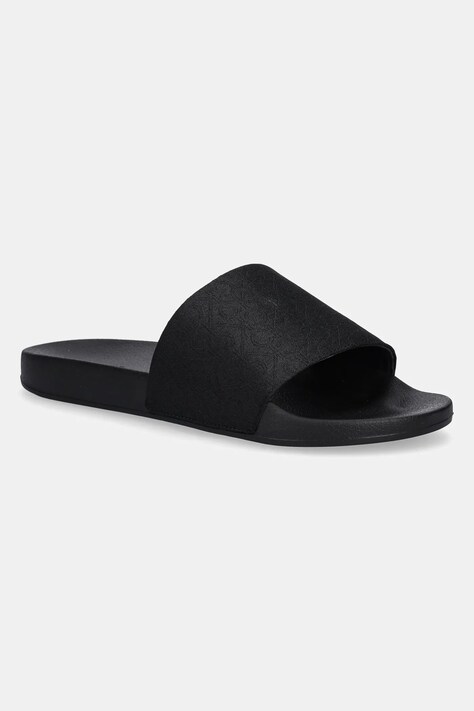 Pantofle Calvin Klein POOL SLIDE JAQ MONO pánské, černá barva, HM0HM01762