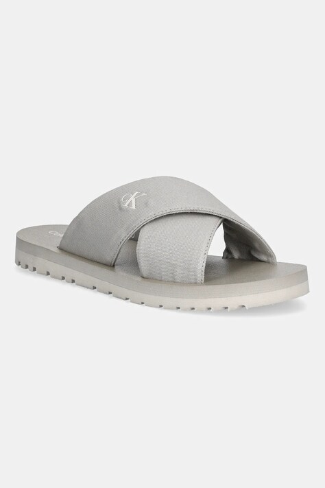 Чехли Calvin Klein Jeans CROSS SANDAL CRXS TX мъжки в сиво YM0YM01223