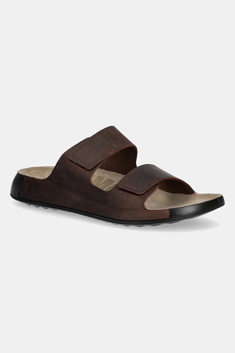 Nubukové šľapky Ecco Cozmo 2-Strap pánske, hnedá farba, 500904-02667