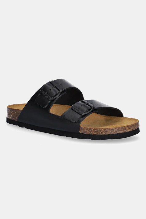 Scholl slapi de piele JULIEN barbati, culoarea negru, F300761004