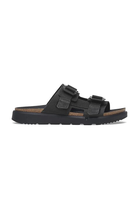 Birkenstock leather sliders Shinjuku 2S LEA/TEX black color 1029640