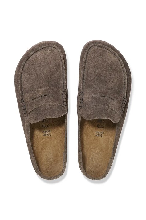Замшеві шльопанці Birkenstock Naples Wrapped LEVE — SS25-KLM09S, коричневий — фото 5