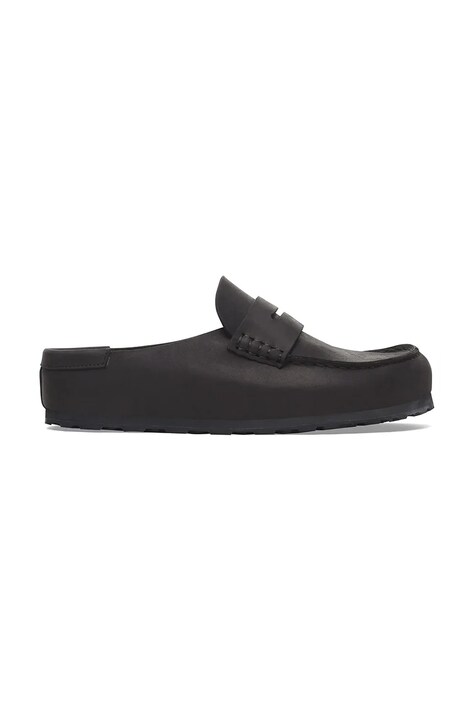 Birkenstock klapki skórzane Naples Wrapped LEOI męskie kolor czarny 1029711