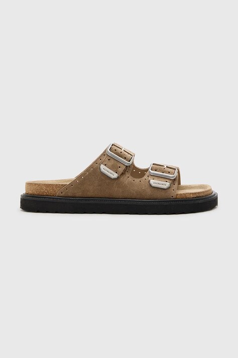 Παντόφλες σουέτ AllSaints Randal Sandal χρώμα: καφέ, M002FC