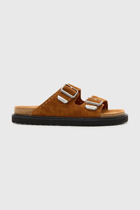 Παντόφλες σουέτ AllSaints Randal Sandal χρώμα: καφέ, M002FC