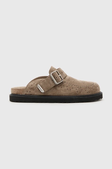 Semišové pantofle AllSaints Randal Mule pánské, hnědá barva, M003FC