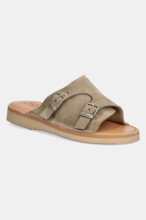 Fracap leather sliders Sandals beige color D110
