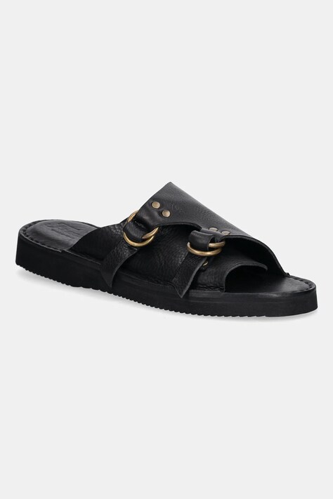 Δερμάτινες παντόφλες Fracap Sandals χρώμα: μαύρο, D110