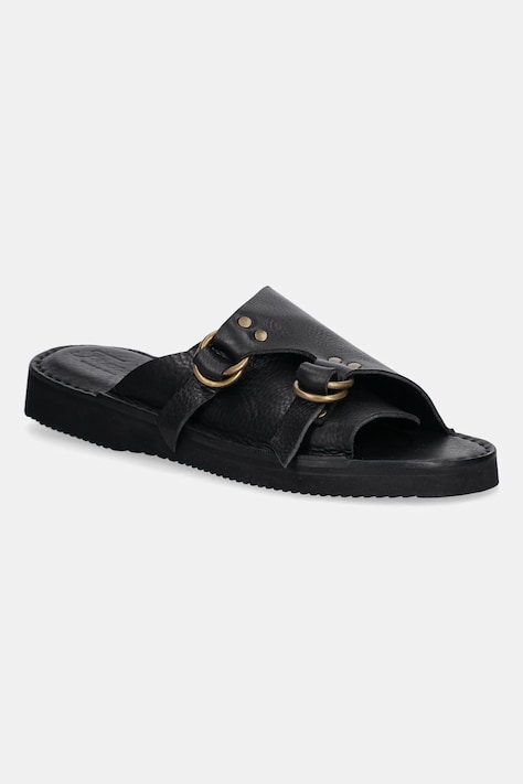 Fracap klapki skórzane Sandals kolor czarny D110