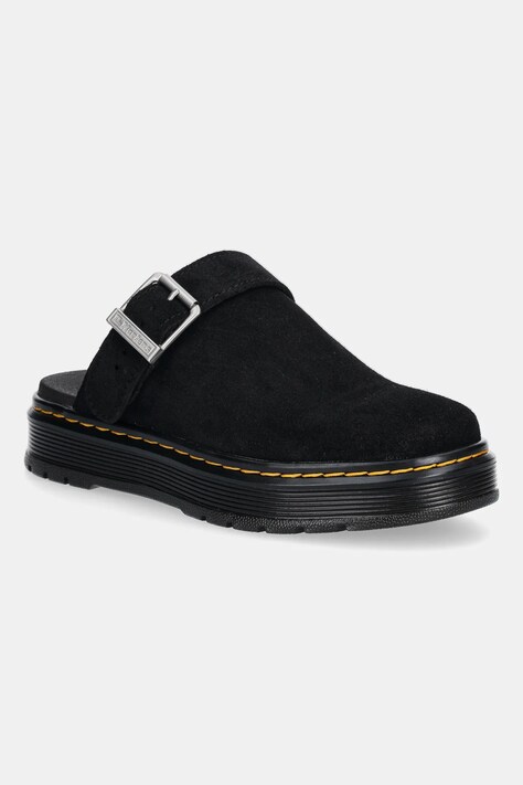 Замшеві шльопанці Dr. Martens Brookline Mule Mule колір чорний DM40666001