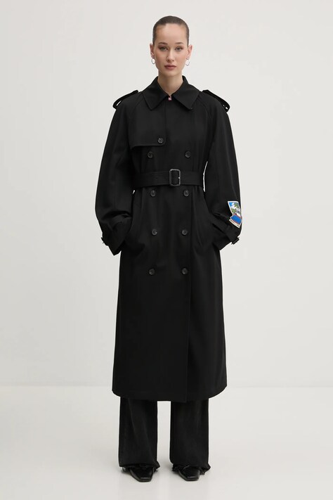 Тренч MSGM женский цвет чёрный переходной oversize 3841MDC02.257138