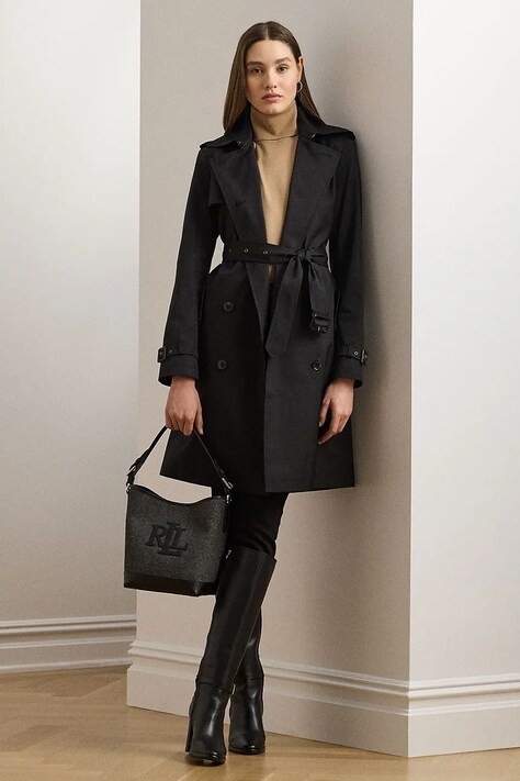 Lauren Ralph Lauren trenci femei, culoarea negru, de tranzitie, 297967122