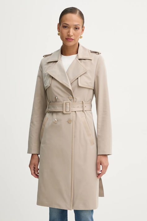 Trench kabát Guess dámský, béžová barva, přechodný, W5RL14 WGWD2