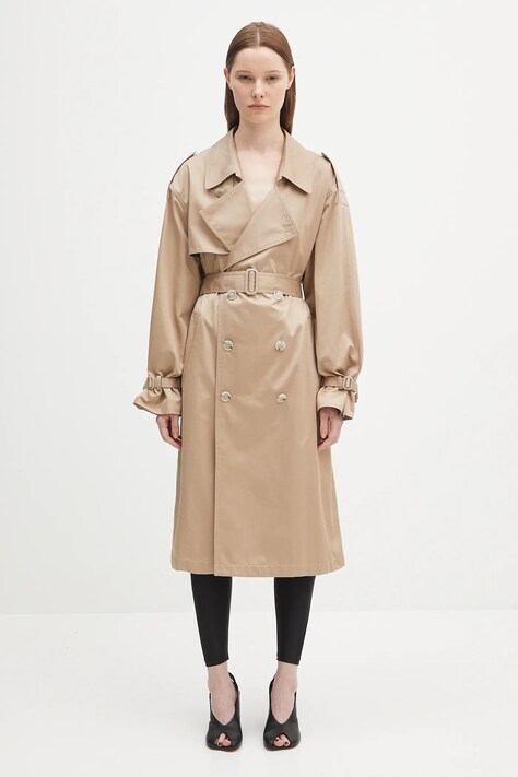 MM6 Maison Margiela trencz bawełniany damski kolor beżowy przejściowy oversize S52AH0080