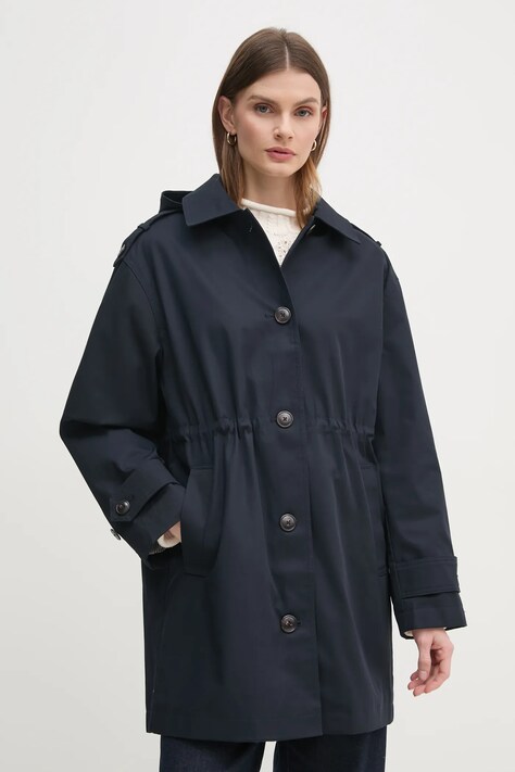 Tommy Hilfiger płaszcz damski kolor granatowy przejściowy WW0WW43742