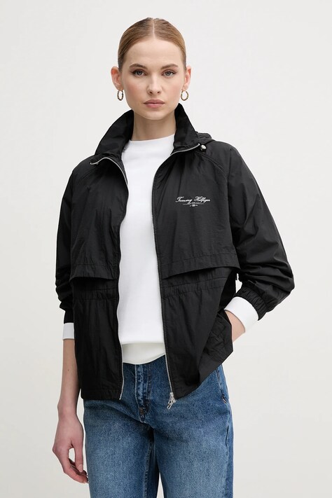 Tommy Hilfiger geaca culoarea negru, de tranzitie, oversize, WW0WW45413