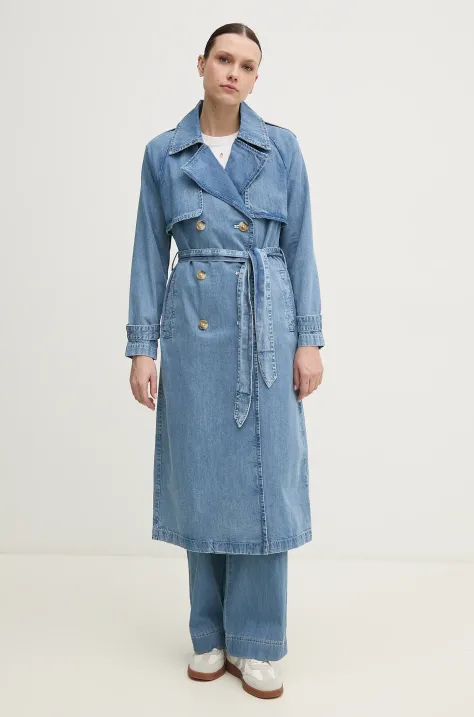 Džínsový trenčkot Dkny dámsky, prechodný, oversize, DJ5J6129