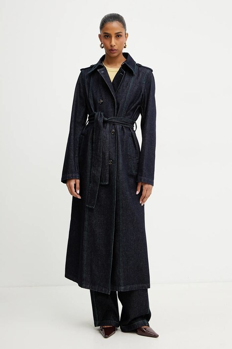 Джинсовый плащ MAX&Co. женский цвет синий переходной двубортный 2516011013200