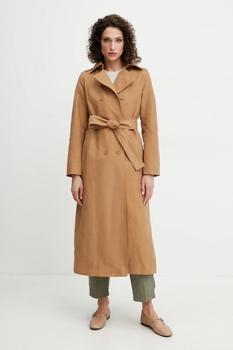 Тренч MAX&Co. женская цвет коричневый переходная двубортный 2516021043200