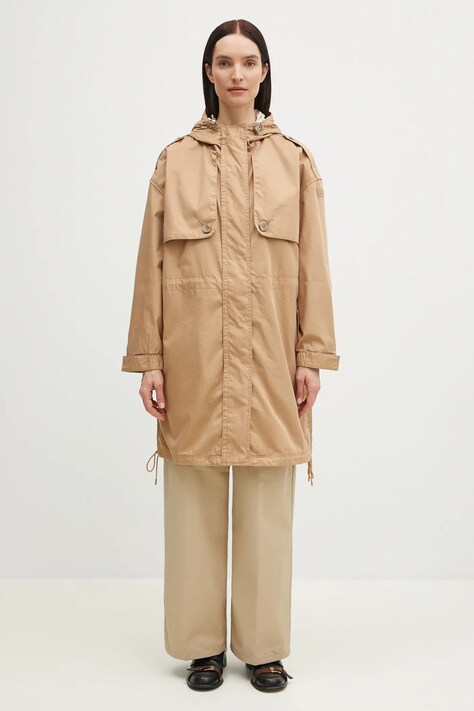 Napapijri coat A-Menton women’s beige color NP0A4IFFN1Q1