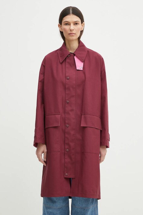 Kenzo palton de bumbac femei, culoarea bordo, de tranziție, FF52OU1439OU.24