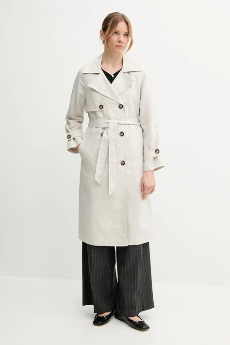 Rifľový kabát Sisley béžová farba, prechodná, 2UHULN05R