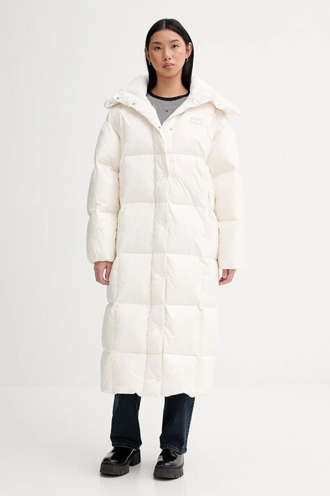 Tommy Jeans geacă de puf culoarea bej, de iarnă, oversize, DW0DW21615