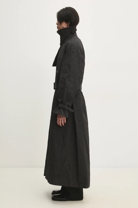 VETEMENTS trench coat Metalized Wrinkled Trenchcoat men’s black color UA66CO100B