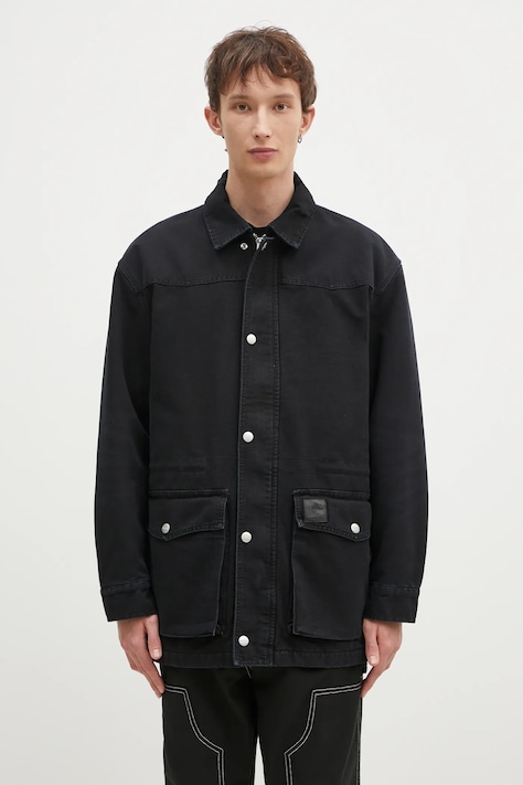 Джинсовая куртка Carhartt WIP OG Santa Fe мужская цвет чёрный переходная I034314.00E4O
