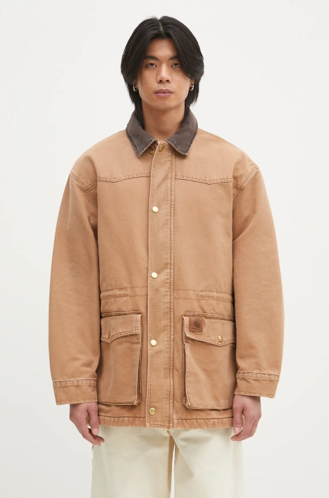 Carhartt WIP giacca in cotone OG Santa Fe Coat colore marrone I034314.00S4O