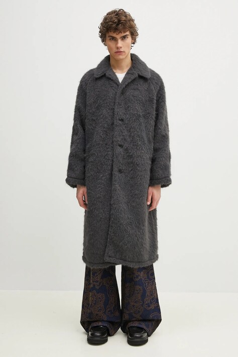 MKI MIYUKI ZOKU płaszcz Faux Alpaca Car Coat kolor szary FAUX.ALPACA.CAR.COAT.CH