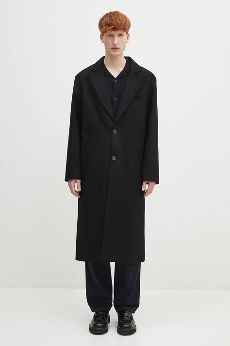 A.P.C. płaszcz wełniany Manteau Charles męski kolor czarny przejściowy WOAJS.H01543