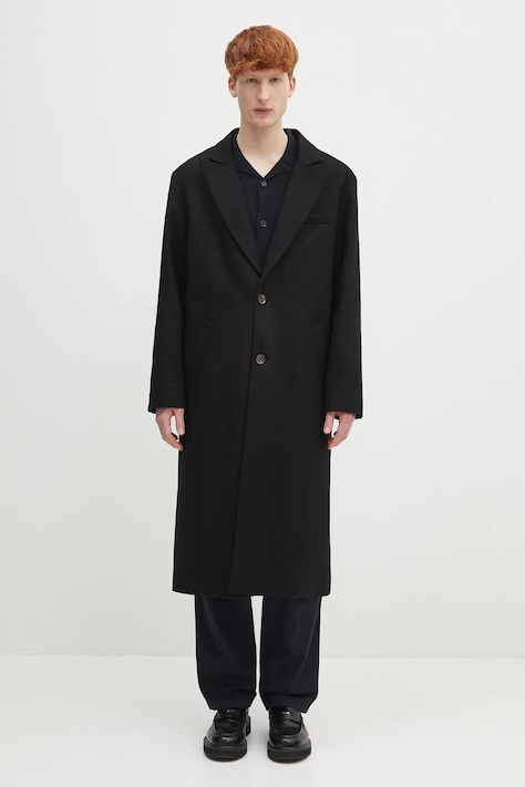 Шерстяное пальто A.P.C. Manteau Charles цвет чёрный переходное WOAJS.H01543