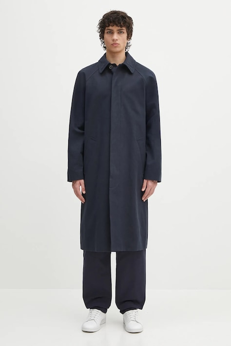 Плащ с примесью льна A.P.C. Mac Edouard цвет синий переходная oversize COGXT.M01549