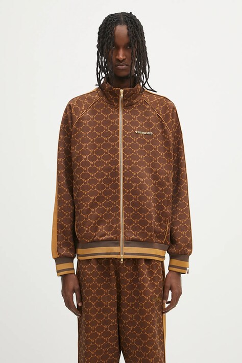 Суичър A Bathing Ape College Monogram Logo Relaxed Fit Track мъжки в кафяво с десен 1L30115309