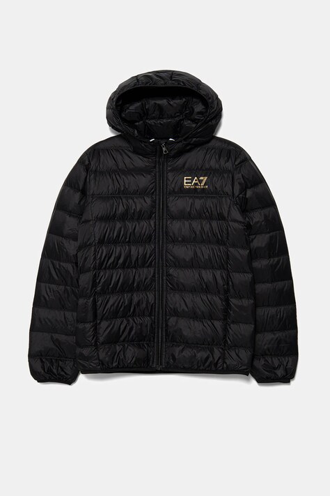 EA7 Emporio Armani kurtka puchowa dziecięca kolor czarny 7B000035 AF12477